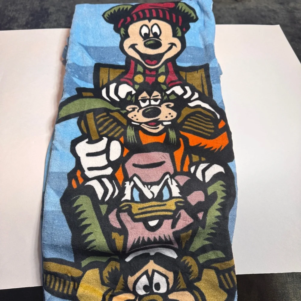 Disney Beach Towel Wilderness Lodge Resort Totem Pole with Blue background